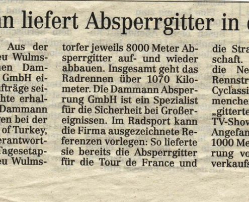 Hamburger Abendblatt 12 04 2008 Dammann liefert Absperrgitter in die Türkei